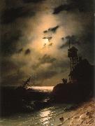 Moonlit Seascape With Shipwreck Ivan Aivazovsky